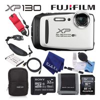 Fujifilm FinePix XP130 Waterproof Digital Camera (White) Value Accessory Bundle with 32GB Memory Card + Floating Wrist Strap + Professional Cleaning Kit + Much More