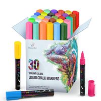 Liquid Chalk Markers 30 Colors By Positive Art: Bright Colors, Painting and Drawing For Kids and Adults, Window and Board Art For Bistros, Bars - Reversible Tip (Chalk Marker)