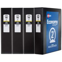 Avery 19205 Economy View Binder 2" Black (4 Pack)