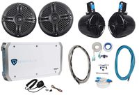 2 Rockville RMSTS65B 6.5" Marine Boat Speakers+2 8" Wakeboards+Amp+Wire Kit