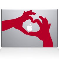 The Decal Guru Love Heart Hands MacBook Decal Vinyl Sticker - 13" MacBook Pro (2016 & Newer) - Red (1236-MAC-13X-DR)