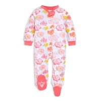 Burt's Bees Baby Unisex Baby Sleep & Play, Organic Pajamas, NB-9M One-Piece Zip Up Footed PJ Jumpsuit, Rosy Spring, 0-3 Months