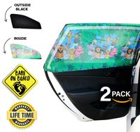 CAR Side Window Sun Shade (2 Pack) | Protects Your Babies and Kids from The Sun/UV Rays by up to 98% | Fits Most Models,NOT for Big SUV | Baby ON Board CAR Sign Included(Jungle)