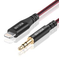Lightning to 3.5MM Car Audio Cable Male Aux Cord Compatible with iPhone XR/X/8/7/6/6s Plus/SE/5c/5s Home Stereo Headphones Adapter 3FT RED