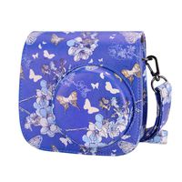 Tiessic Instax Mini 9 Camera Case Compatible with Fujifilm Instax Mini 9 Mini 8 Mini 8+ Camera with Shoulder Strap and Pocket - Cobalt Blue Butterfly