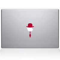 The Decal Guru Top Hat and Tie MacBook Decal Vinyl Sticker - 15" MacBook Pro (2016 & Newer) - Red (1198-MAC-15X-DR)