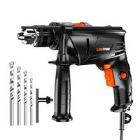 Rotary Hammer Drill for Concrete, Lomvum 7.3Amp 3000RPM Electric Impact Drill, 1/2'' Metal Chuck Variable Speed Corded Drill for Brick/Wood/Steel/Masonry with 4 Drill Bit Set