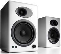 Audioengine A5 Plus Classic 150W Powered Bookshelf Speakers with Remote Control, Built-in Analog Amplifier (White)