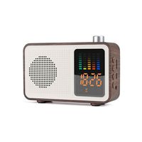YSEECHENS Portable Bluetooth Speaker Retro FM Radio with Alarm Clock Stereo Wireless Speakers Support TF Card/AUX-in Colorful Spectrum Display (Walnut Wood)