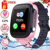 [Free SIM Card] Smart Watch for Kids Girls Boys, Children GPS Tracker Watch Waterproof, Kids Phone Watch with Two Way Call SOS Camera Games Wearable Digital Watch Holiday Xmas Birthday Toy Gift (Pink)