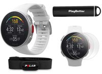 Polar Vantage V Pro with H10 Heart Sensor (White) Power Bundle with PlayBetter Portable Charger & HD Screen Protectors (4-Pack) | GPS & Barometer | Heart Rate, Multisport Watch