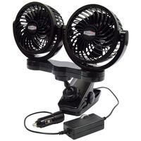 RoadPro RPSC8572 Black 10X7X12 12-Volt Dual Fan with MOUNTING Clip, 2 Pack
