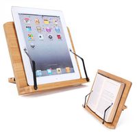 Desktop Book Stands Cookbook Holder Books Rest Reading Stands Tablet Holder Foldable Tray Page Paper Clips Portable Bamboo Bookstand for Books iPad Laptop Textbook Recipe Document Music Piano (Flat)
