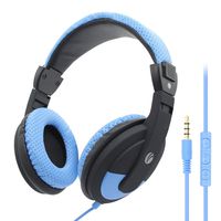 VCOM Over Ear Headphones with Microphone - Stereo Wired Computer Headset Lightweight School Earphones 3.5mm Jack Compatible for MacBook Laptop PC PS4 Xbox One iPad Tablets Smartphones Skype (Blue)