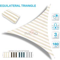 PATIO Paradise 15' x 15' x 15' Beige & White Stripes Sun Shade Sail Triangle Canopy, 180 GSM Permeable Canopy Pergolas Top Cover, Permeable UV Block Fabric Durable Outdoor, Customized Available
