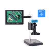 HAYEAR 34MP 1080P 60FPS 2K Full HD HDMI USB C-Mount Electronic Industry Microscope Camera Kit Digital Magnifier for PCB Repair + 100X C-Mount Lens+8" HD LCD Monitor + 40 LED Illumination Lamp