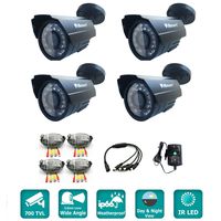 iSmart 4-pack 800TVL 960H Color IR-Cut Surveillance CCTV Camera Kit, Weatherproof Outdoor Indoor Use, 3.6mm Wide Range Lens, with 24 IR Leds, C1030DP84