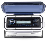 Belva BMRC6W White Fully Enclosed Marine Radio Cover/Radio Splash Guard for Deck or Overhead Installs, Water-Resistant with Flip-up Style