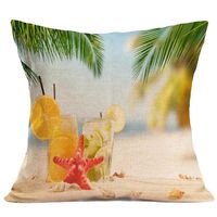 Throw Pillow Case,Woaills Cool Summer Beach Landscape Waist Throw Cushion Cover with Hidden Zipper 17X17 (E)