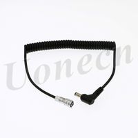 Uonecn Power Cable for Blackmagic Pocket Cinema Camera 4K and Gold Mount V Mount Battery Coiled Cable BMPCC 4K Weipu 2 pin Female to Right Angle DC