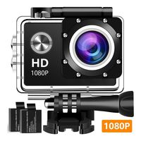 Action Camera, 12MP 1080P 2 Inch LCD Screen, Waterproof Sports Cam 120 Degree Wide Angle Lens, 30m Sport Camera DV Camcorder with with 2 Rechargeable Batteries and Mounting Accessories Kit 8.2301