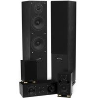 Fluance SXHTB-BK High Definition Surround Sound Home Theater 5.0 Channel Speaker System Including Floorstanding Towers, Center and Rear Speakers (Black Ash)