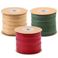 Resinta 984 Feet Raffia Twine Craft Matte Raffia Paper String Christmas Gift Packing Ribbon for Craft DIY Supply, Christmas,Wrapping Hanging Tags, 3 Rolls, Red, Green, Kraft
