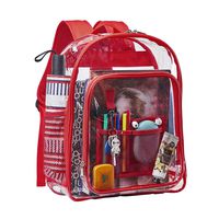 Heavy Duty Clear Backpack, Transparent Bookbag with Mesh Pocket and Key Hook for School, Work and Travel