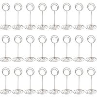 TecUnite 24 Pack Table Number Holder Wedding Table Name Card Holder Clips Picture Memo Note Photo Stand (Silver)