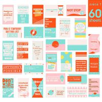 Motivational Quote Cards, Business Card Size, 60 Kindness Cards, Inspirational Notes for School Lunchbox, Notebook or Backpack