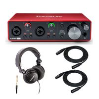 Focusrite Scarlett 2i2 3rd Gen 2x2 USB Audio Interface Bundled with Headphones and 2 XLR Cables (4 Items)
