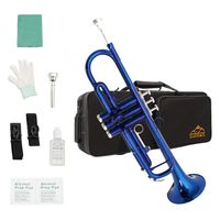 Eastrock Trumpet Brass Standard Bb Trumpet Set,Student Beginner with Hard Case, Gloves, 7C Mouthpiece, and Valve Oil (Dark Blue)