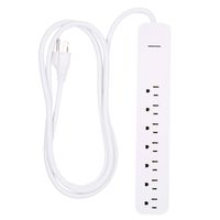 GE Power Strip Surge Protector, 7 Outlets, Fast Charge, Long Power Cord, 6ft, Wall Mount, Warranty, White, 36359 (Renewed)