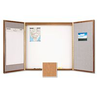 Quartet Laminate Conference Room Cabinet, 4' x 4', Whiteboard/Bulletin Board Interior, Oak Finish (838)