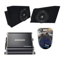 Compatible with 2010-2015 Chevy Camaro Coupe Rear Side Kicker Comp C10 Dual 10" Sub Box Enclosure & CXA600.1 Amp (Renewed)