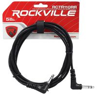 Rockville RCTR110RR-B 10' Black 1/4" TRS Right Angle to Same Cable 100% Copper