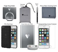 Valco Accessories Bundle Kit for Apple iPod Touch 5th 6th Generation (7-Piece Accessory Set) | Includes Power Bank, Case, Screen Protector, Stylus Pen, Carrying Pouch, Cleaning Cloth and Ring Holder
