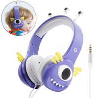Wired Kids Headphones, VCOM Alien Monster Stereo Headsets Adjustable Music Earphones with 3.5mm Audio Plug & Volume Limited Hearing Protection, Birthday Present for Little Boys Girls Children-Purple