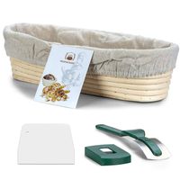 Oval Proofing Basket 13.8 Inch,WERTIOO Banneton Bread Proofing Basket + Lame + Linen Liner Cloth for Professional & Home Bakers