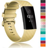 Velavior Waterproof Bands for Fitbit Charge 3 / Charge3 SE, Replacement Wristbands for Women Men Small Large (Gold, Large)