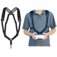 USA Gear RC Drone Neck Harness Strap with Adjustable Lanyard Design , Black Neoprene , Accessory Pockets , Metal Clip , Compatible with FPV Drone , DJI , Parrot and More Helicopter Remote Controllers