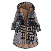 Briskorry Womens Plus Size Parka Coats Winter Fur Lined Warm Outwear Long Sleeve Print Outwear Jacket with Pocket (S-5XL) Blue