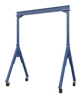 Vestil AHS-2-10-14 Steel Adjustable Height Gantry Crane, 2000 lbs Capacity, 10' Length x 6" Height Beam, 102"-168" Usable Height