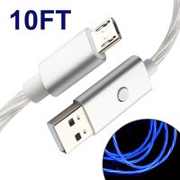 momen Led Micro USB Cable, 10ft Android Charger Cable for Samsung Galaxy S7,Edge S6,Kindle,PS4,Xbox,Android Smartphones and More (Blue Light)