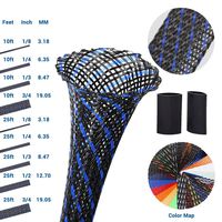 PET Expandable Braided Sleeving 0.33 Inch Wire Loom Wire Sleeving to Protect Your Cables 25Ft Braided Wire Sleeve BlackBlue