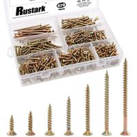Rustark 420Pcs [#7 5/8'' to 2-1/2''] Zinc Plated Coarse Thread Phillips Drywall Screws with Bugle Head Assortment Kit for Drywall Sheetrock and Wood