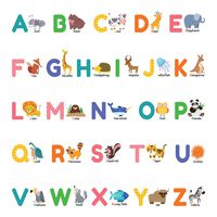 DECOWALL DS-8014 Colourful Animal Alphabet ABC Kids Wall Stickers Wall Decals Peel and Stick Removable Wall Stickers for Kids Nursery Bedroom Living Room (Small)