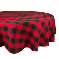 DII Cotton Buffalo Check Plaid Round Tablecloth for Family Dinners or Gatherings, Indoor or Outdoor Parties, & Everyday Use (70x70",  Seats 4-6 People), Red & Black