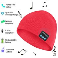 Bluetooth Hat, Bluetooth Beanie for Men Women, Wireless Music Hat with Built-in Stereo Speakers Fit for Outdoor Sports, Christmas(Red)