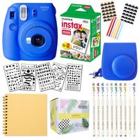 Fujifilm Instax Mini 9 Instant Camera (Cobalt Blue) + Fuji INSTAX Film (20 Sheets) + Bundle with: Groovy Camera Case + Scrapbook Photo Album + Stencils + Metallic Markers + Photo Corners